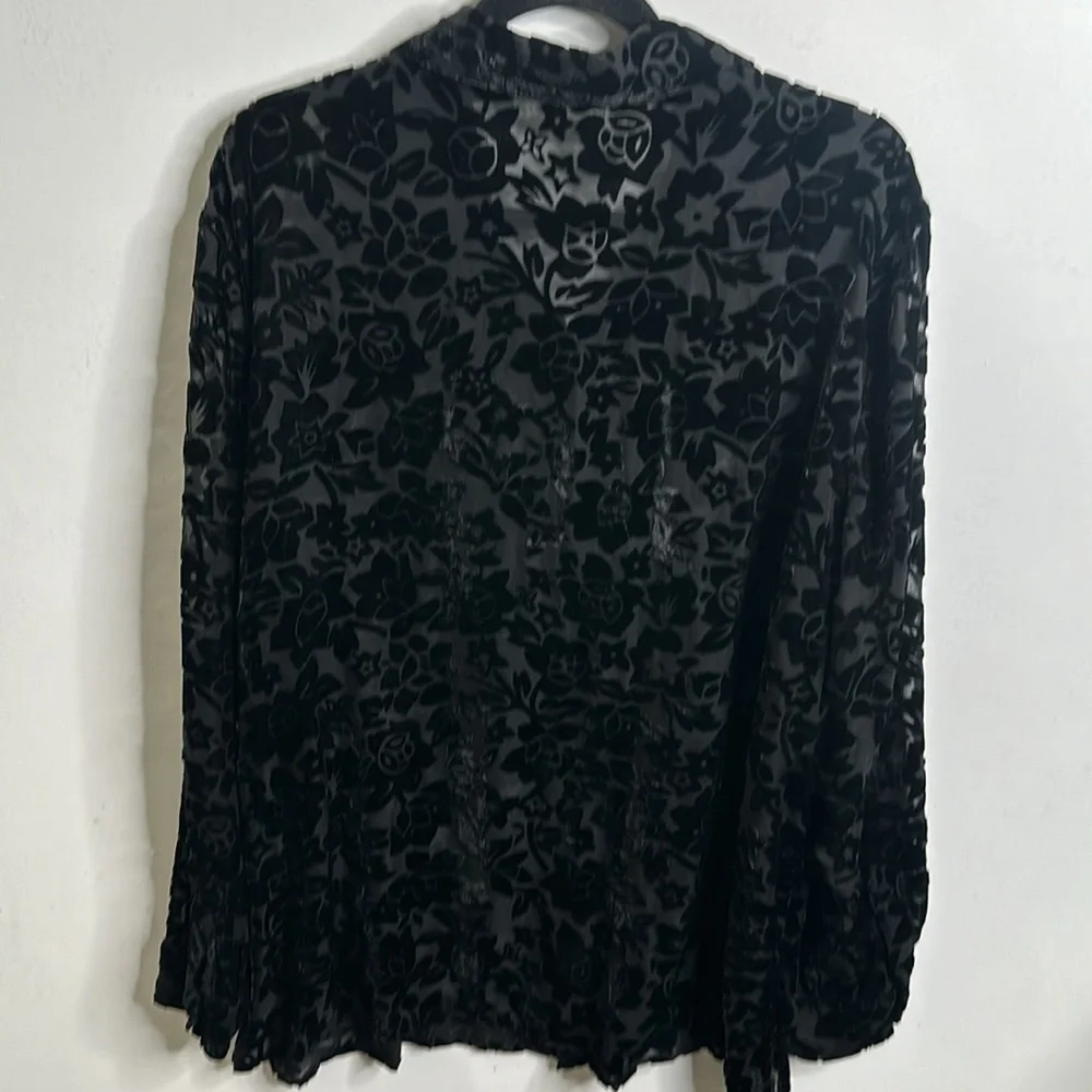 Suchada slik blend button up burnt velvet tunic blouse 3x whimsigoth,, gothic - Picture 6 of 9